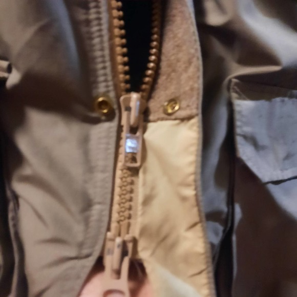 Vtg Woolrich Khaki Blanket Wool lining Chore Parka Field Hiking Jacket LG - Picture 9 of 14